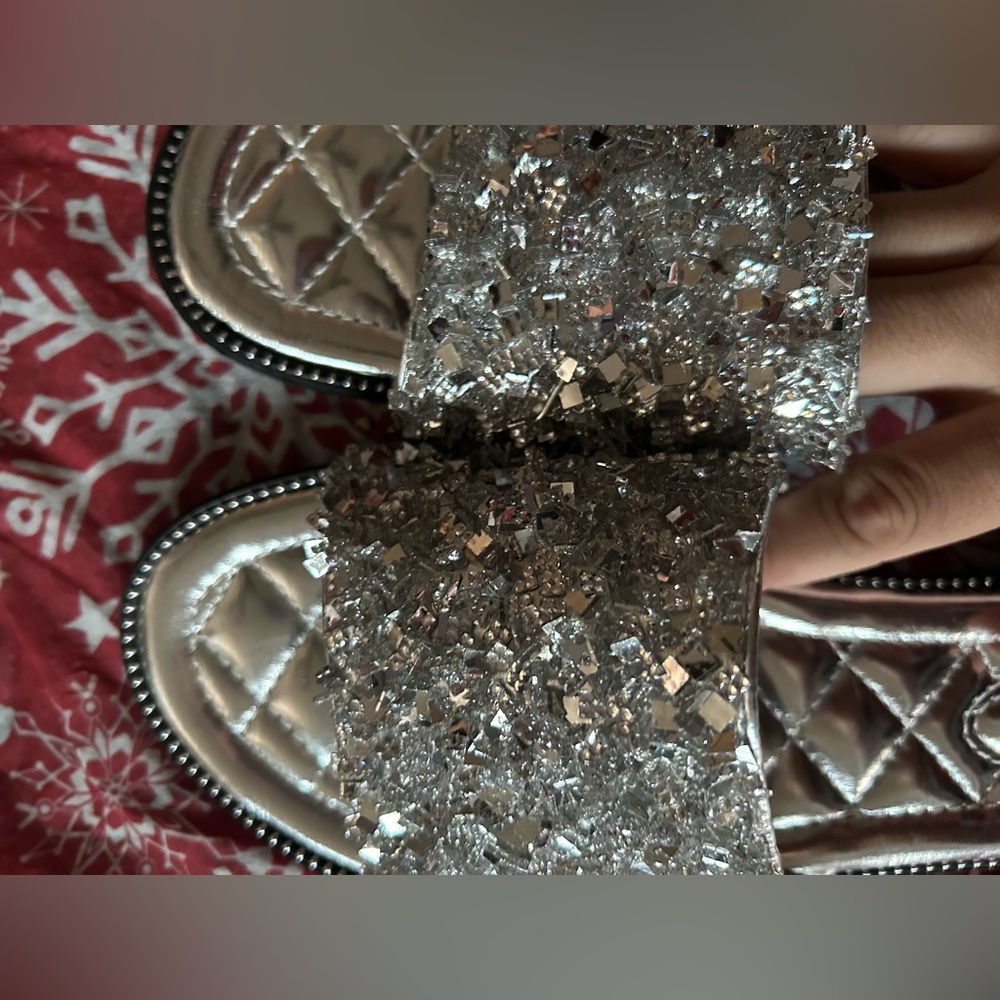 Silver blinged out slip on slide - Picture 4 of 6